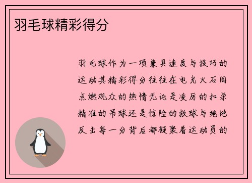 羽毛球精彩得分