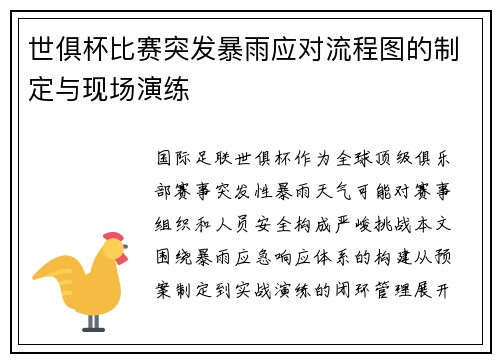 世俱杯比赛突发暴雨应对流程图的制定与现场演练